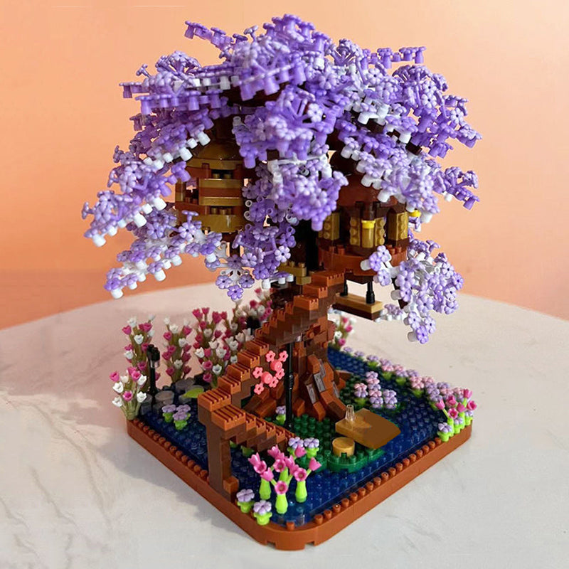 Maliben | Purple Sakura Tree House Nano Building Set