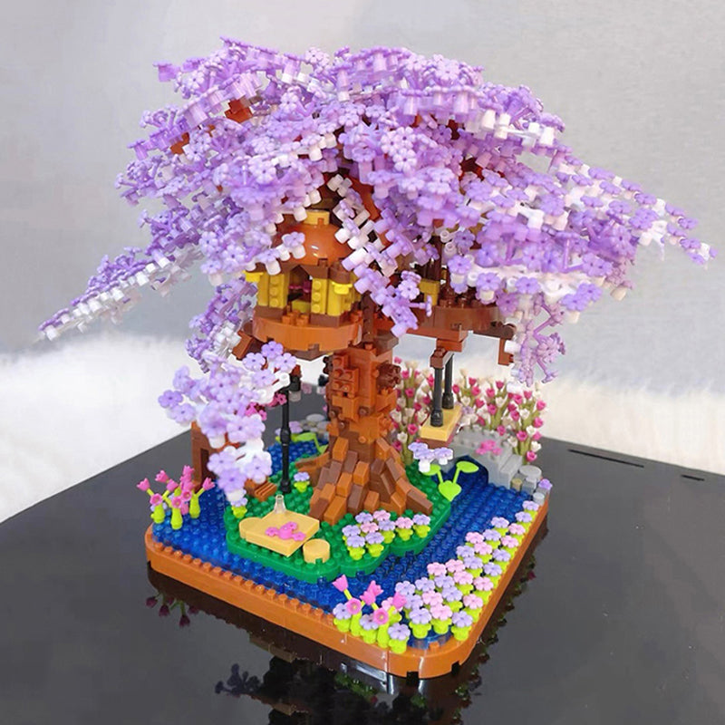 Maliben | Purple Sakura Tree House Nano Building Set