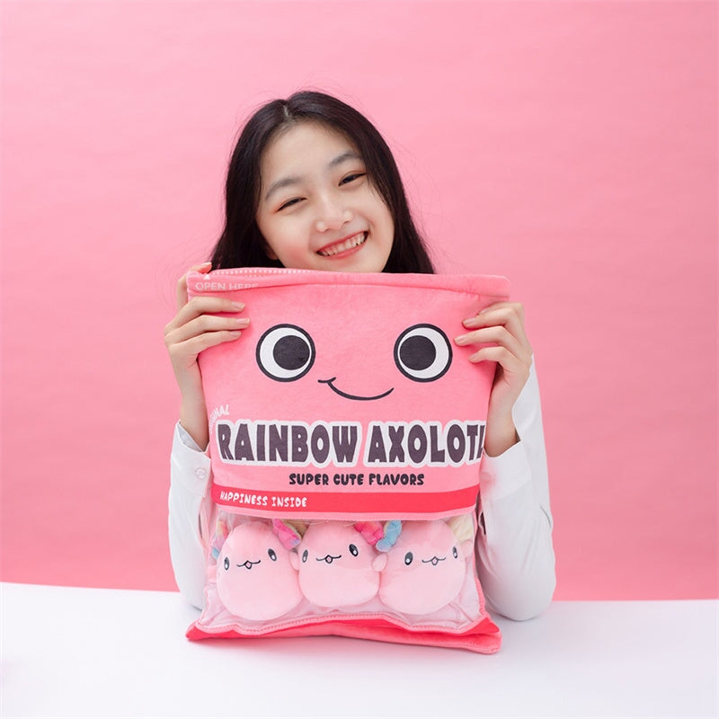 Maliben | Rainbow Pink Blue Axolotl Candy Bag Plushies