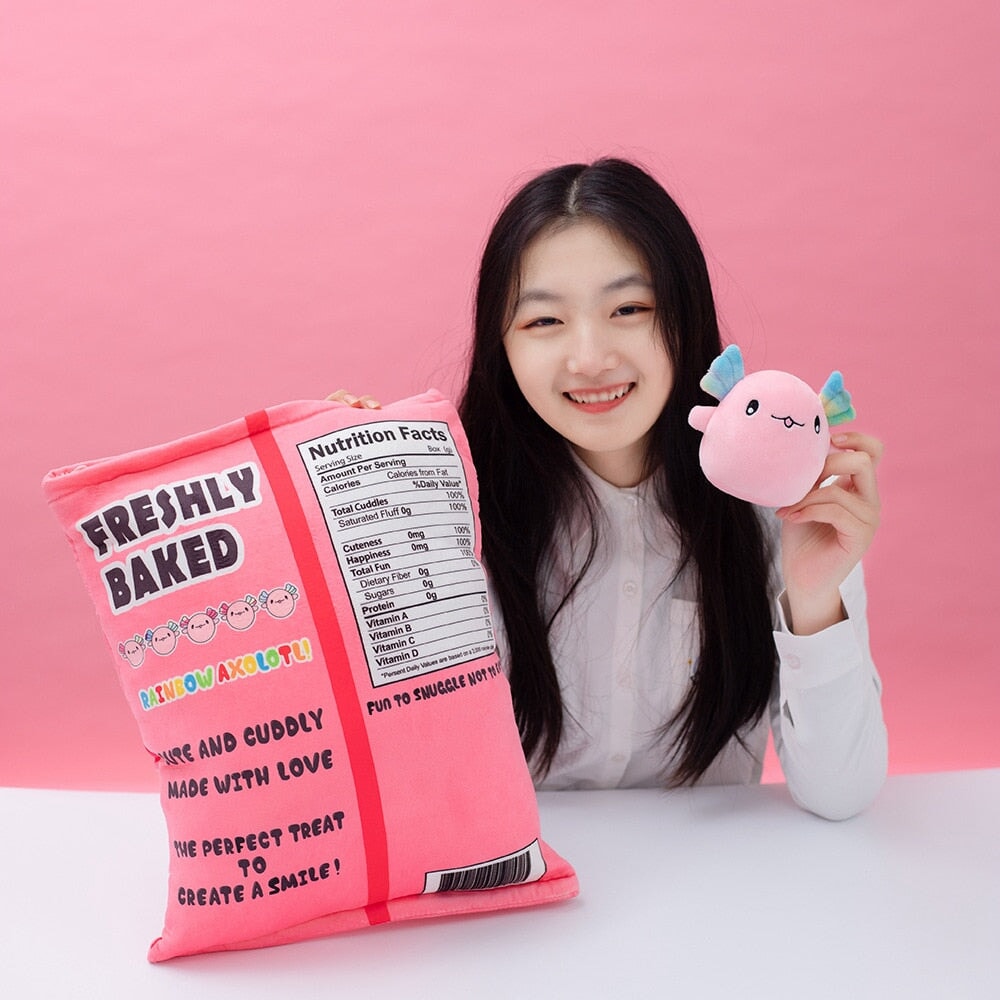 Maliben | Rainbow Pink Blue Axolotl Candy Bag Plushies