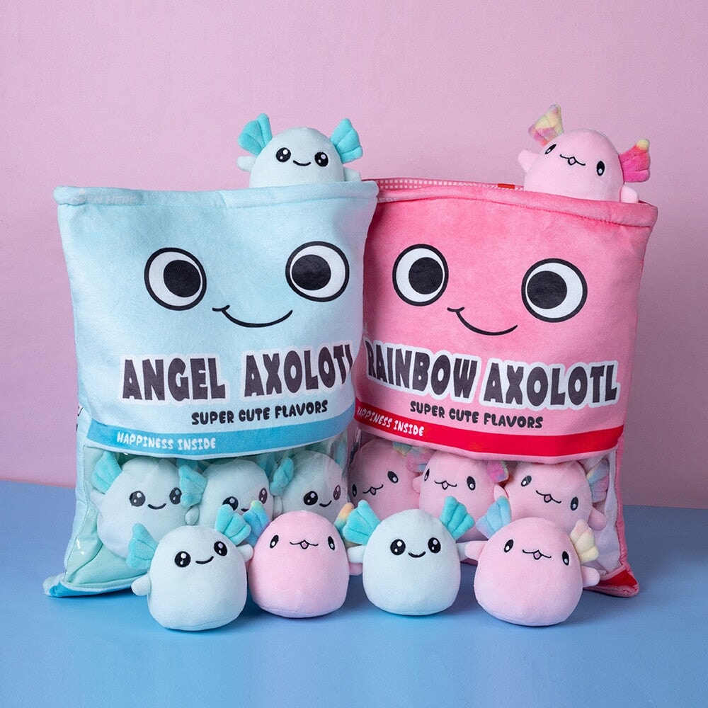 Maliben | Rainbow Pink Blue Axolotl Candy Bag Plushies