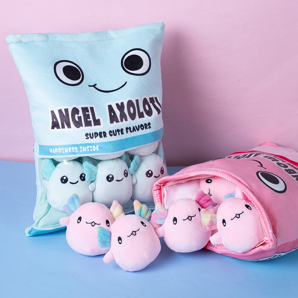 Maliben | Rainbow Pink Blue Axolotl Candy Bag Plushies