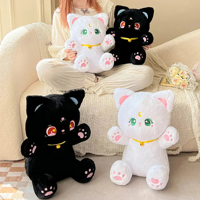 Maliben | Sailor Moon Fluffy Black White Cat Plushies