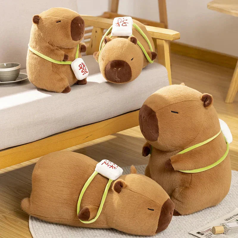 Maliben | Sleepy Capybara With Mahjong Backpack Plushie
