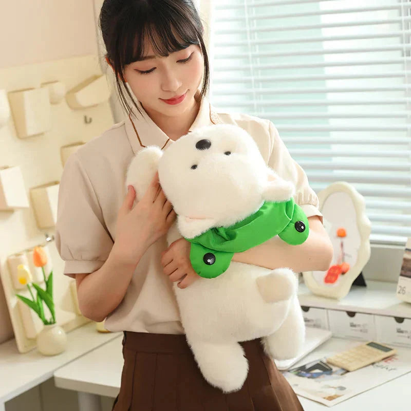 Maliben | Snowy The White Maltese Plushie With Frog Hat