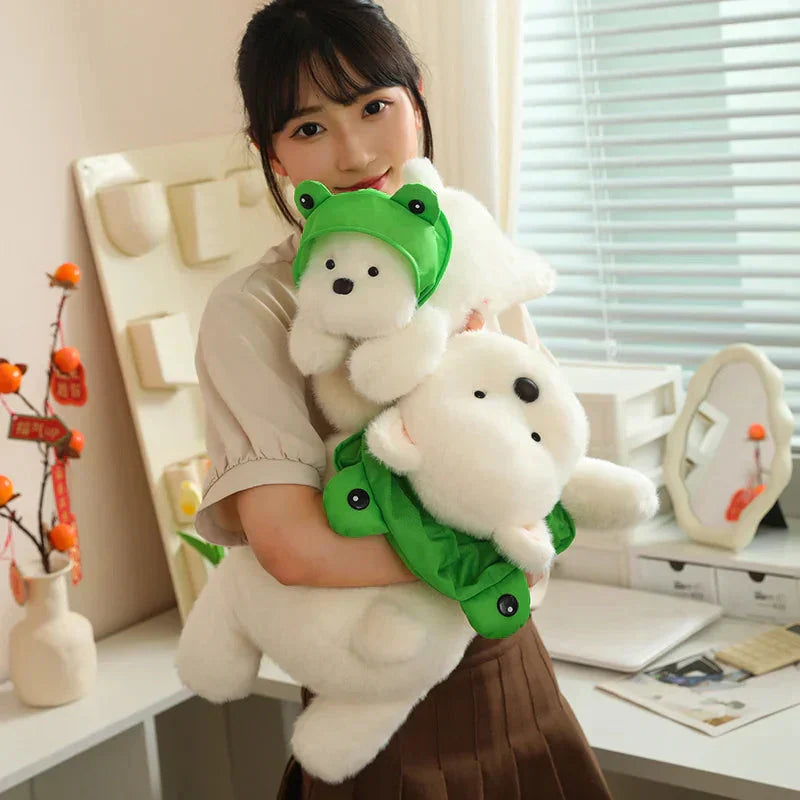 Maliben | Snowy The White Maltese Plushie With Frog Hat