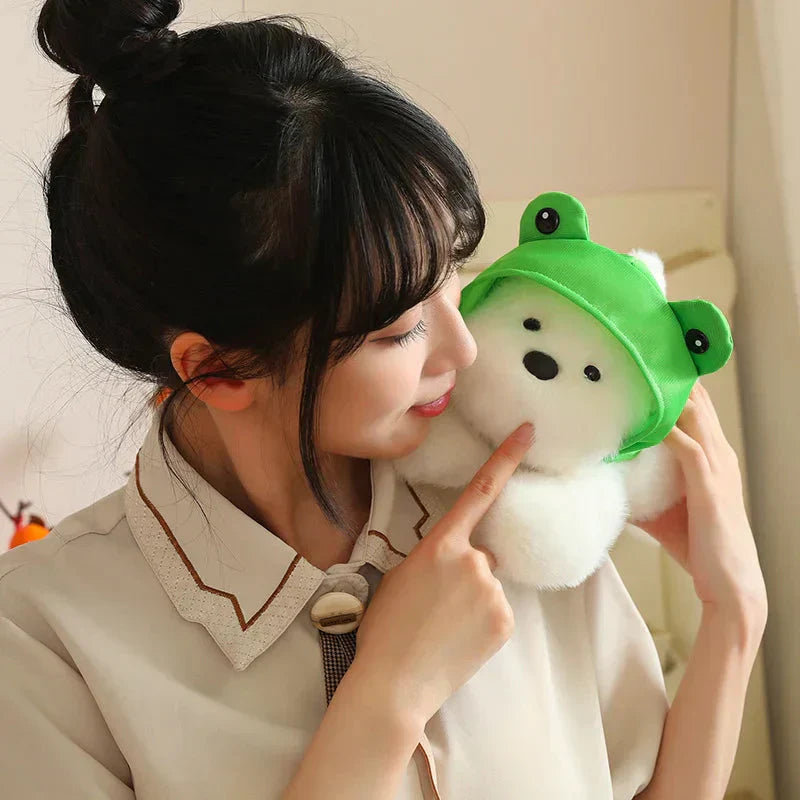 Maliben | Snowy The White Maltese Plushie With Frog Hat