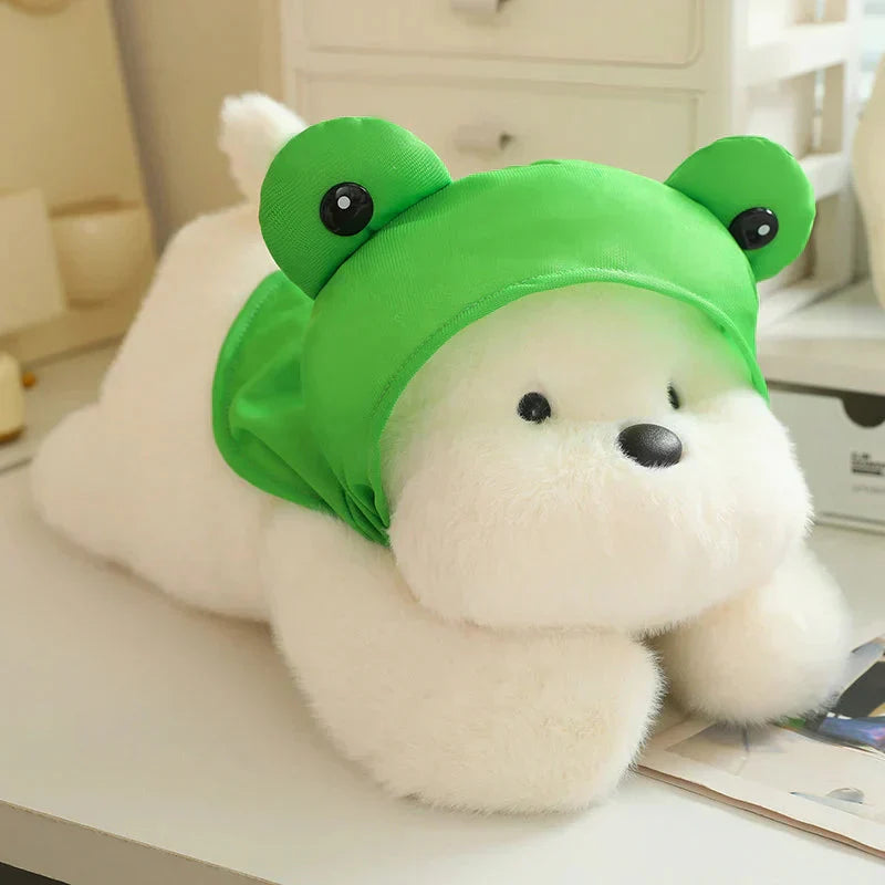 Maliben | Snowy The White Maltese Plushie With Frog Hat
