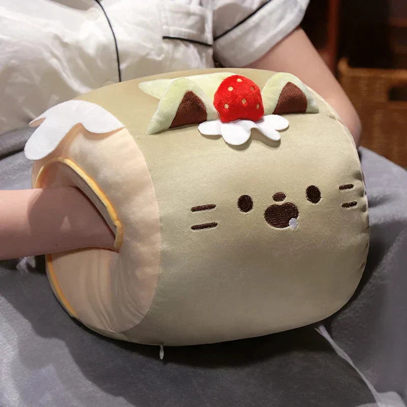 Maliben | Soft Cat Swiss Roll Cake Handwarmer Plush With Blanket