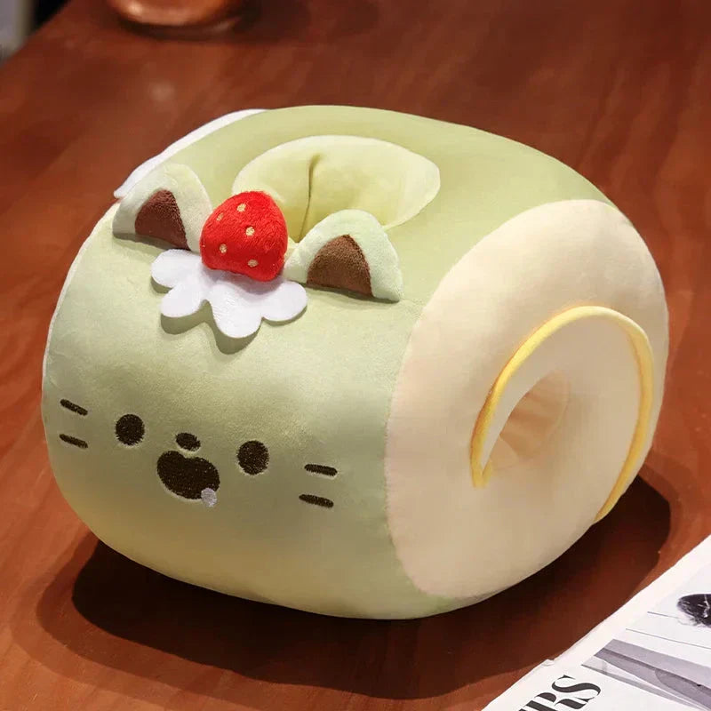 Maliben | Soft Cat Swiss Roll Cake Handwarmer Plush With Blanket