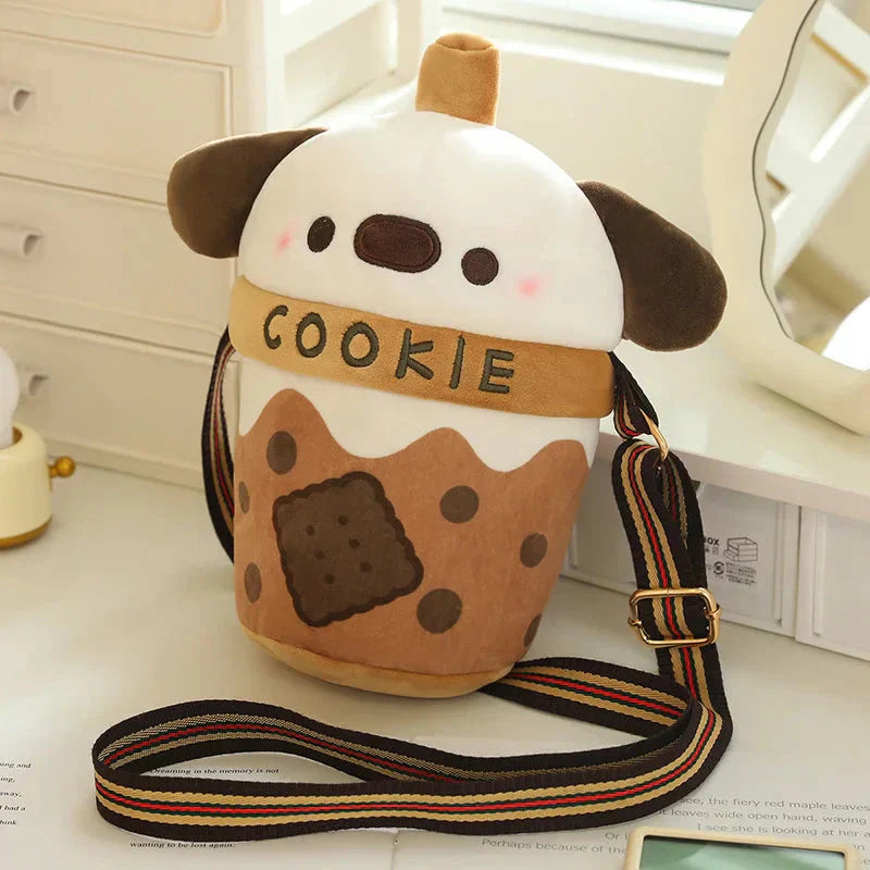Maliben | White Bichon Frisé Plushie Bubble Tea Cookie Bag