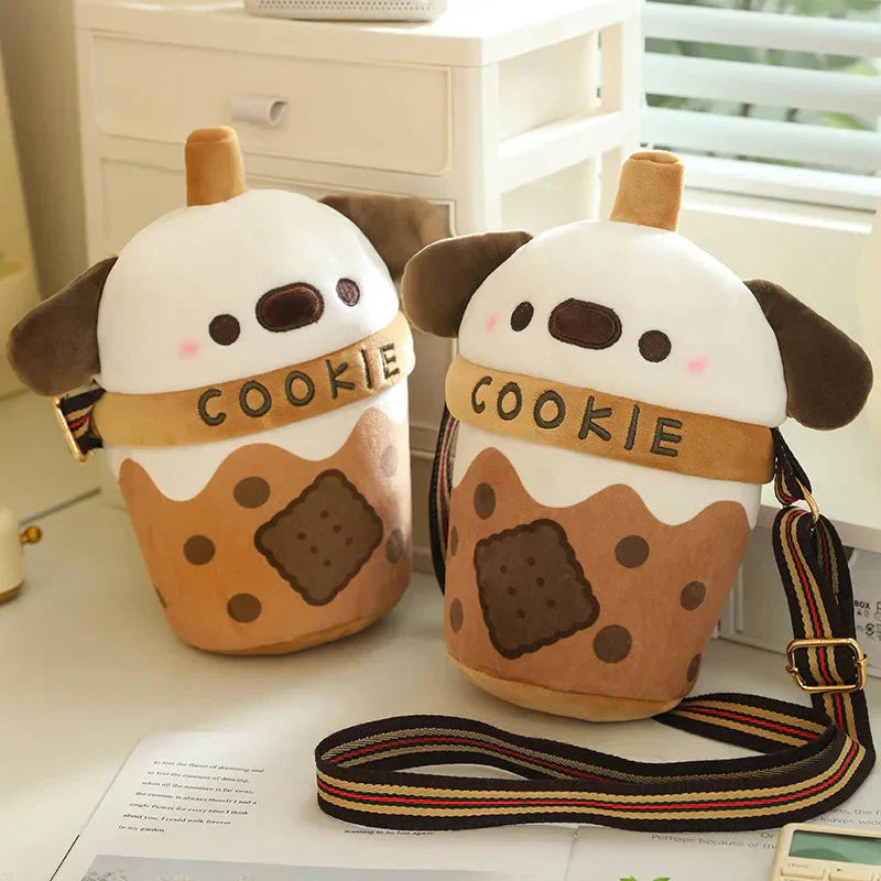Maliben | White Bichon Frisé Plushie Bubble Tea Cookie Bag
