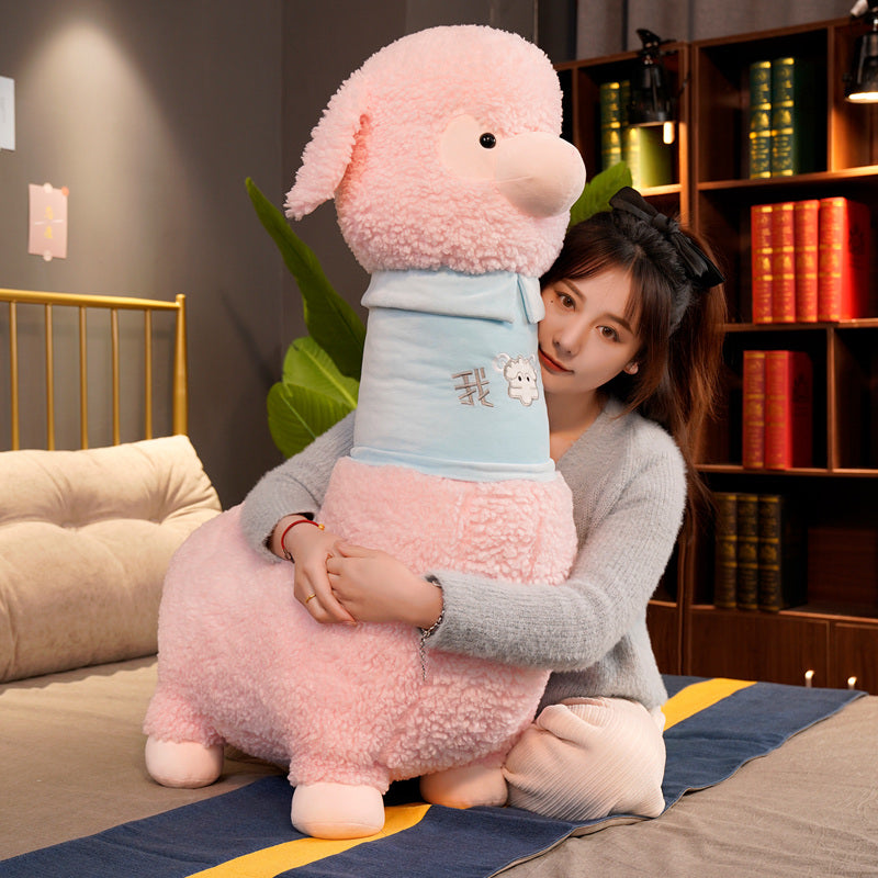 Maliben | White Pink Fluffy Alpaca Plushie