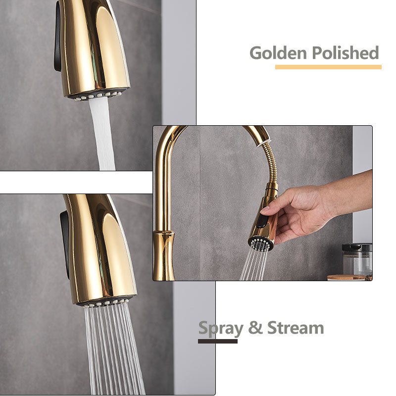 Maliben | Brass Kitchen Faucet Pull Out Mixer Sink Water Tap 360 Rotation Single Handle