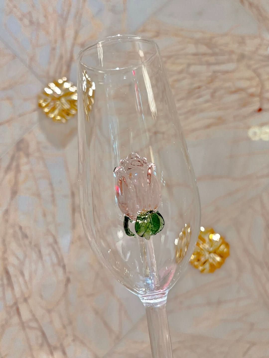 Maliben | La Vie En Rose | Champagne Glass - Handmade