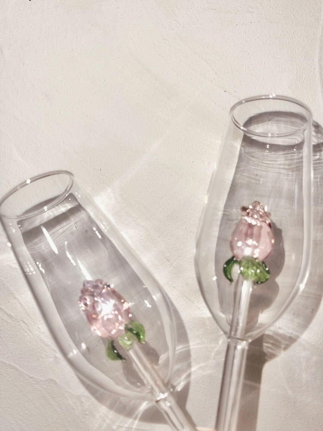 Maliben | La Vie En Rose | Champagne Glass - Handmade