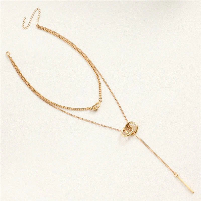 Maliben | Layered Dual Circle Chain Necklace