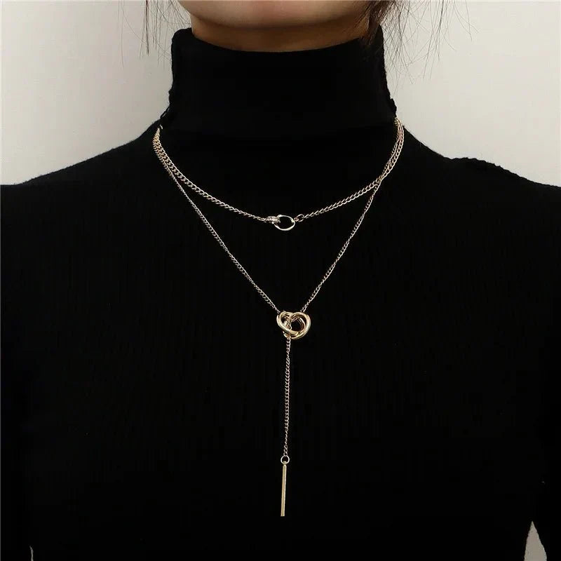 Maliben | Layered Dual Circle Chain Necklace