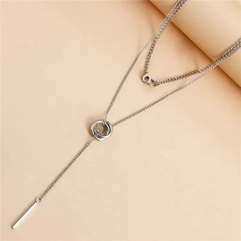 Maliben | Layered Dual Circle Chain Necklace