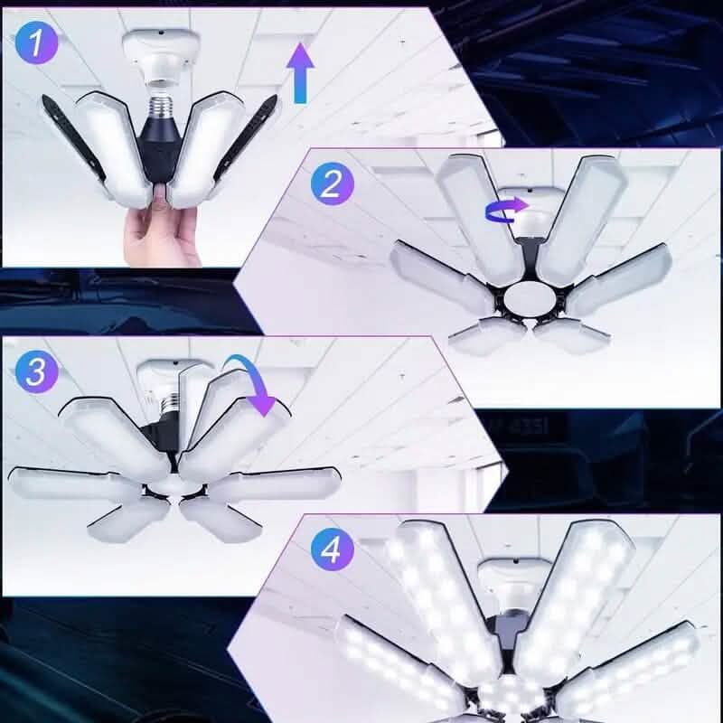 Maliben | Led Garage Ceiling Lights 150w 15000lm 6500k With 6+1 Deformable Panels