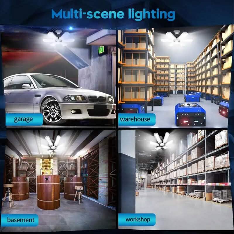 Maliben | Led Garage Ceiling Lights 150w 15000lm 6500k With 6+1 Deformable Panels