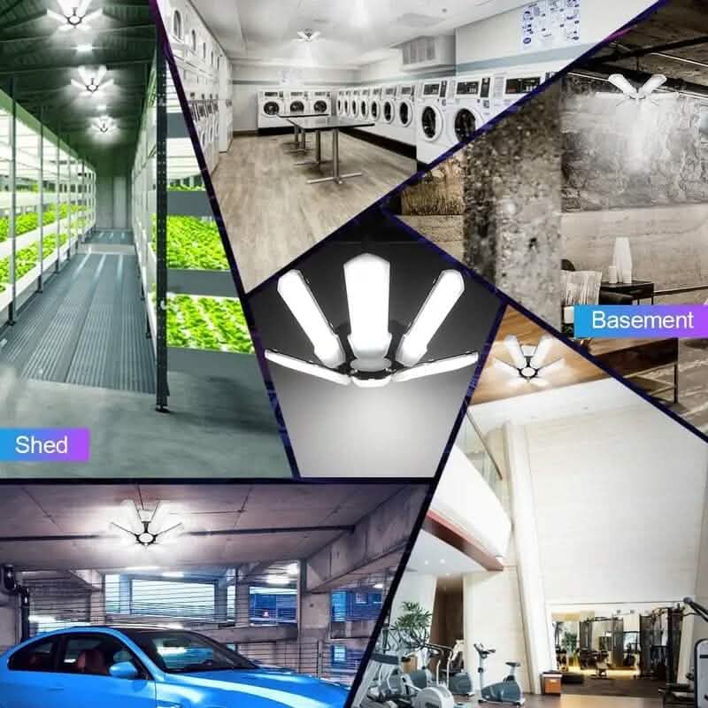 Maliben | Led Garage Ceiling Lights 150w 15000lm 6500k With 6+1 Deformable Panels