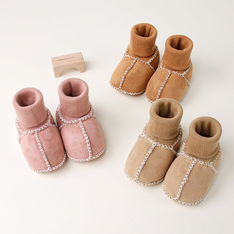 Maliben | LIned Baby Winter Sock Shoes in Suede Look