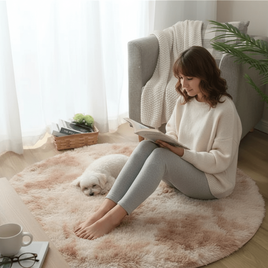 Maliben | Velvéri Luxe Fluffymat Rug | Ultra-Soft Round Plush Rug For Cozy Home And Bedroom Décor
