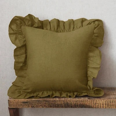 Maliben | Elegant Linen Cushion Cover - With Ruffles For Ultimate Comfort