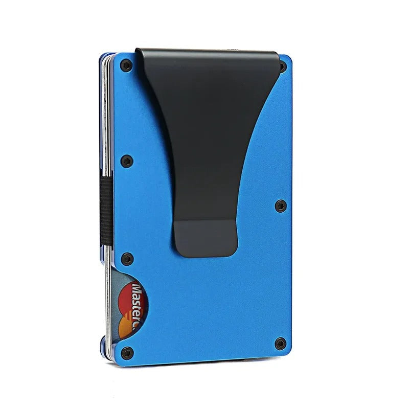 Maliben | Titanium Matte Cobalt Card Holder – Slim & Stylish Rfid Wallet For Men & Women
