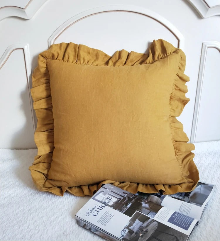 Maliben | Elegant Linen Cushion Cover - With Ruffles For Ultimate Comfort