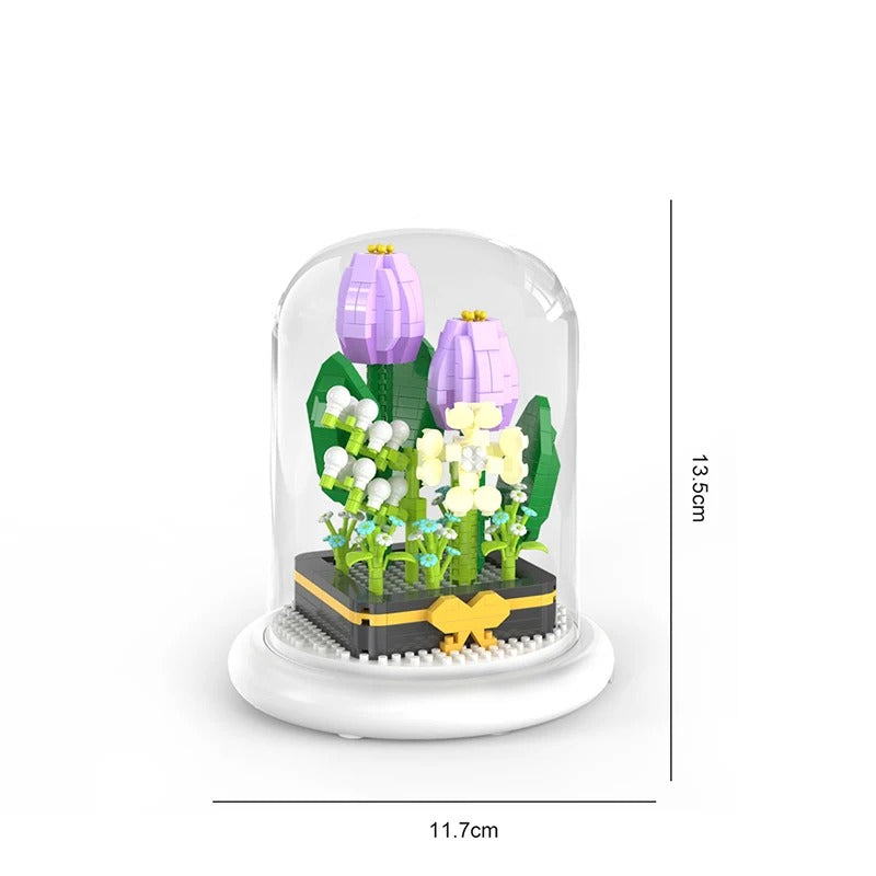 MAliben | Elegant BuildIng Block Flower in a Glass