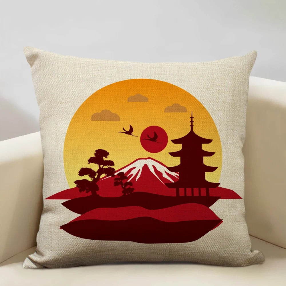 Maliben | Beaurêve Cushion Cover With Mount Fuji - Japanese Style For Any Space