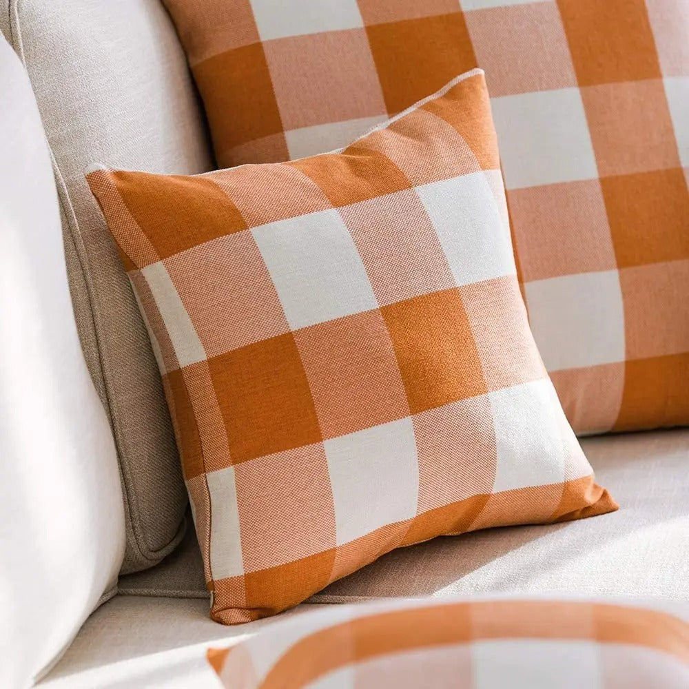 Maliben | Cozy Checked Cushion Cover In Country House Style – Autumn Plaid