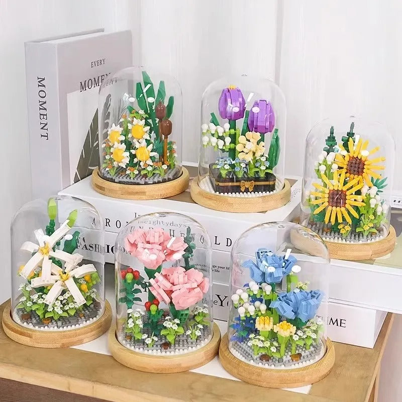 MAliben | Elegant BuildIng Block Flower in a Glass
