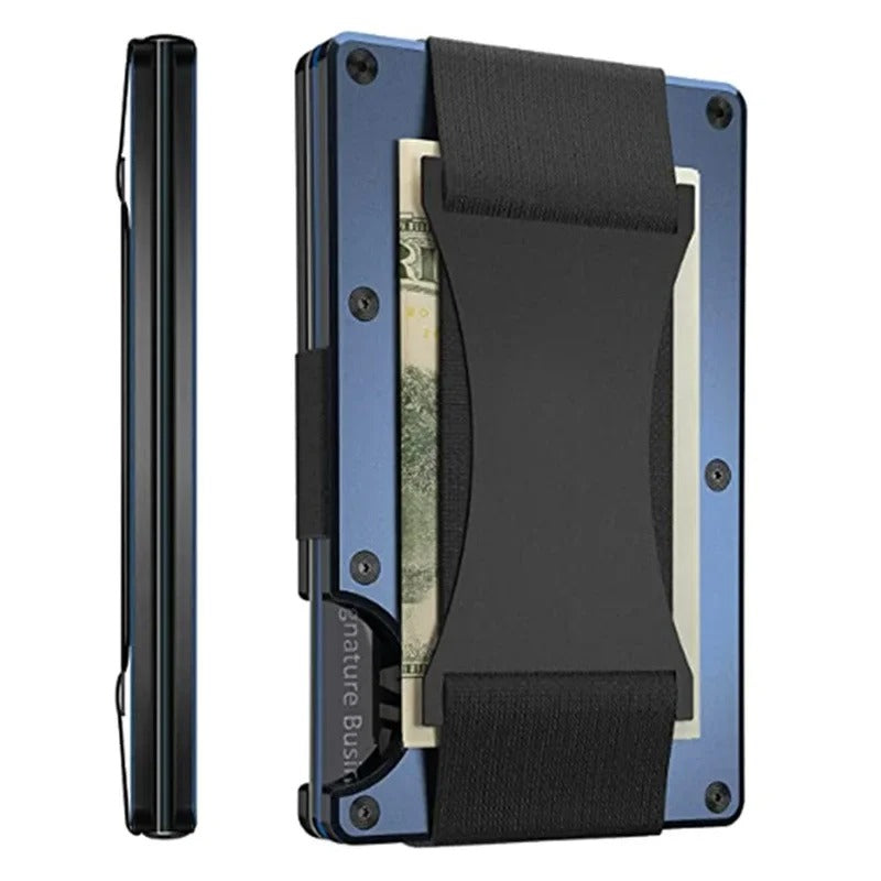 Maliben | Titanium Matte Cobalt Card Holder – Slim & Stylish Rfid Wallet For Men & Women