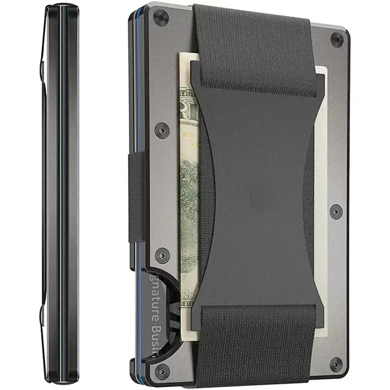 Maliben | Titanium Matte Cobalt Card Holder – Slim & Stylish Rfid Wallet For Men & Women