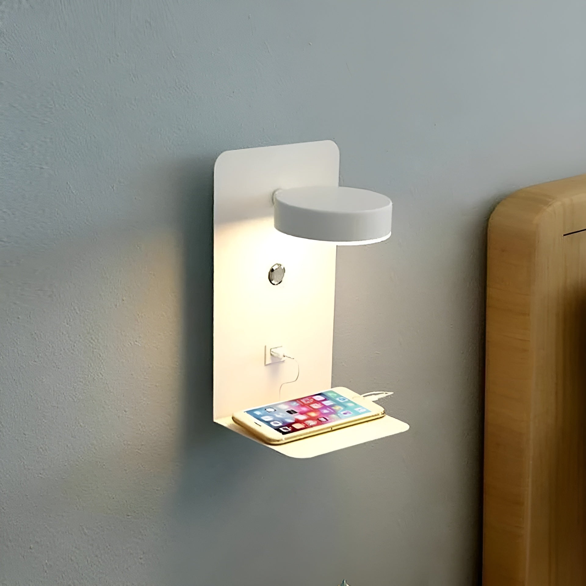 Maliben | Chargebright Luxe Led Wall Lamp With Usb Charging Port - Modern Black-White Design