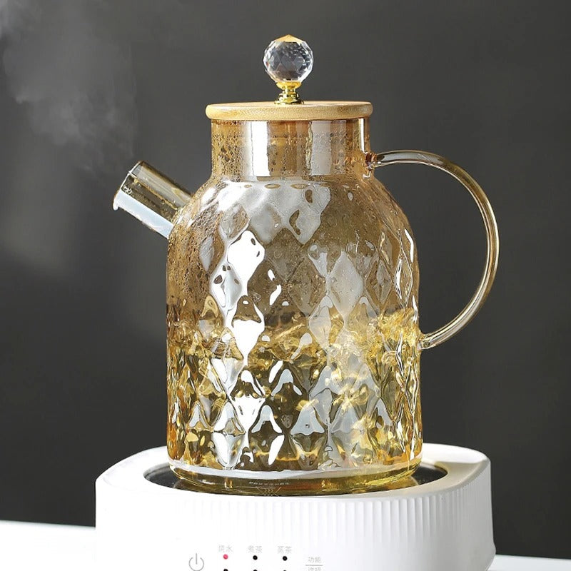Maliben | Classic Crystal Teapot | Glass & Wood