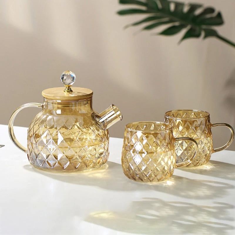 Maliben | Classic Crystal Teapot | Glass & Wood