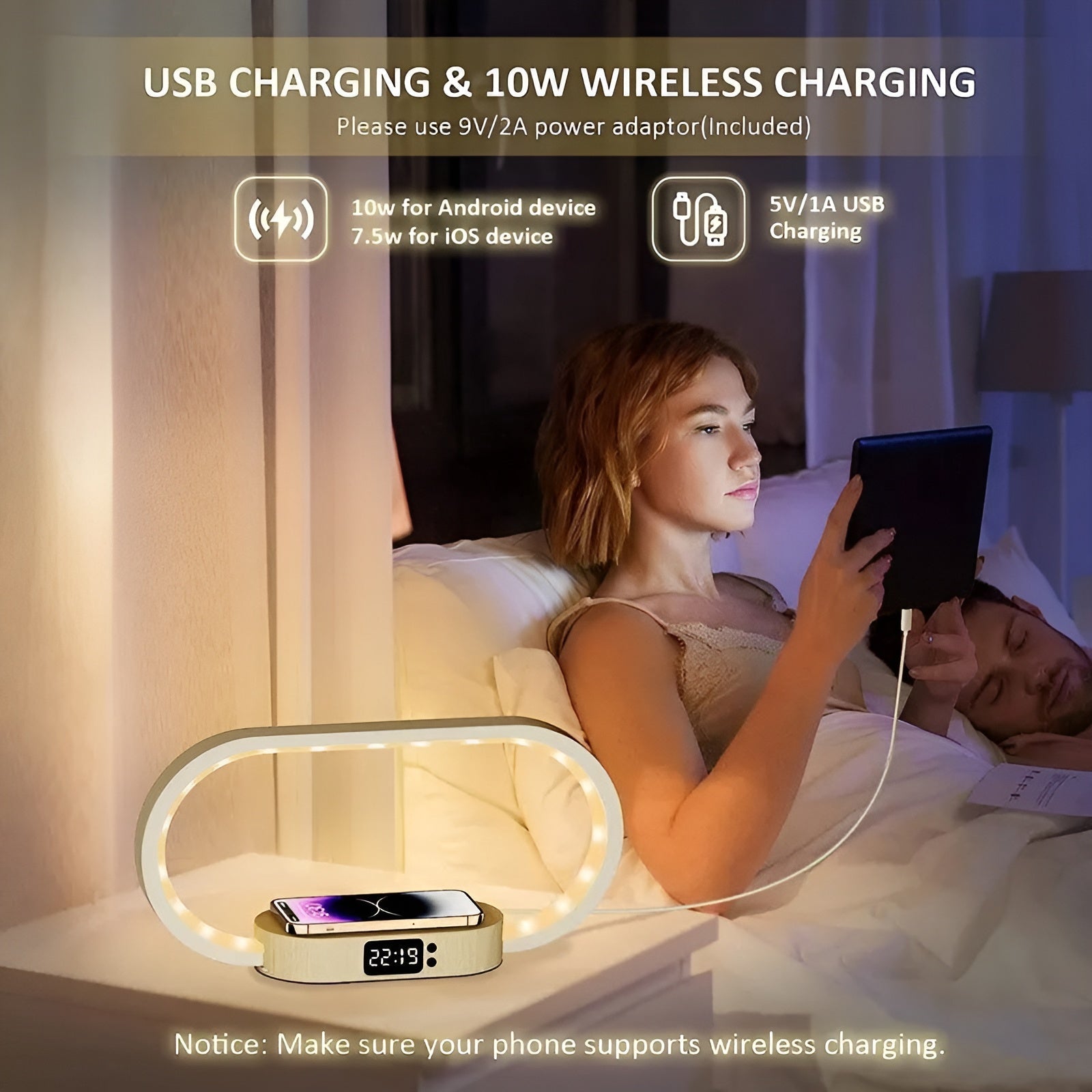 Maliben | Stylish Multifunctional Lamp With Charging Station And Clock