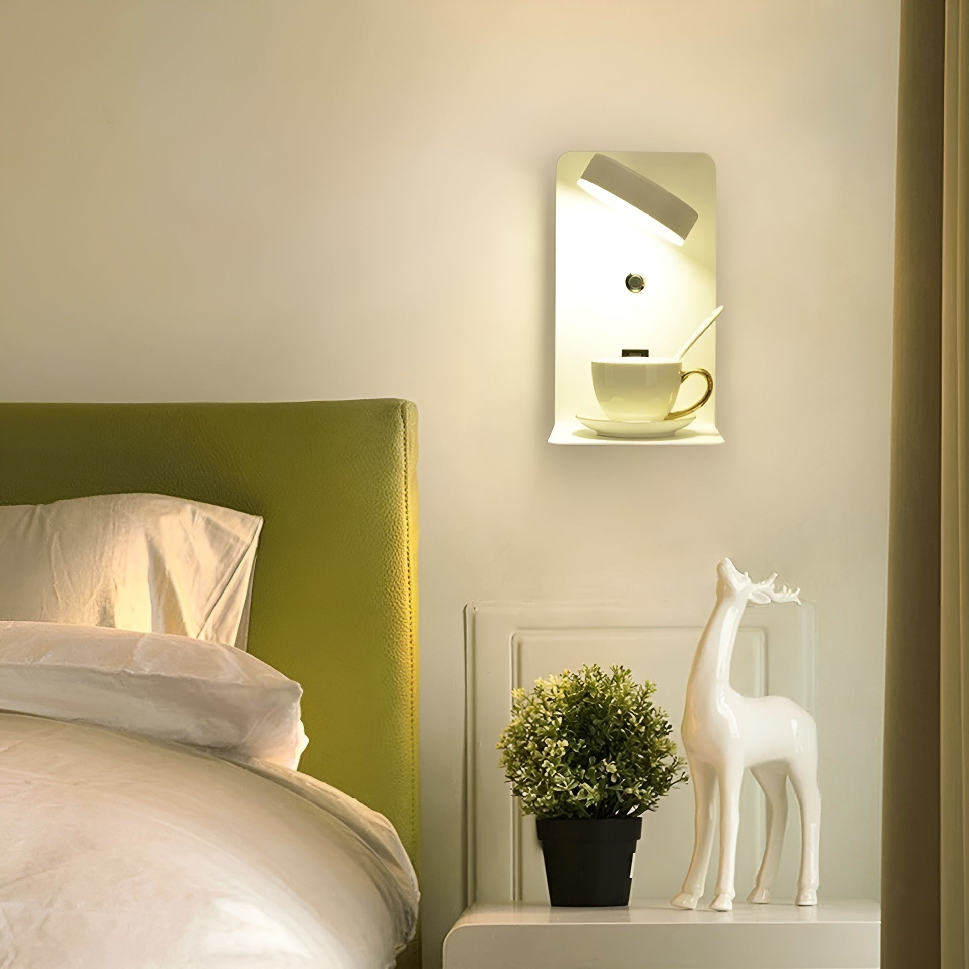 Maliben | Chargebright Luxe Led Wall Lamp With Usb Charging Port - Modern Black-White Design