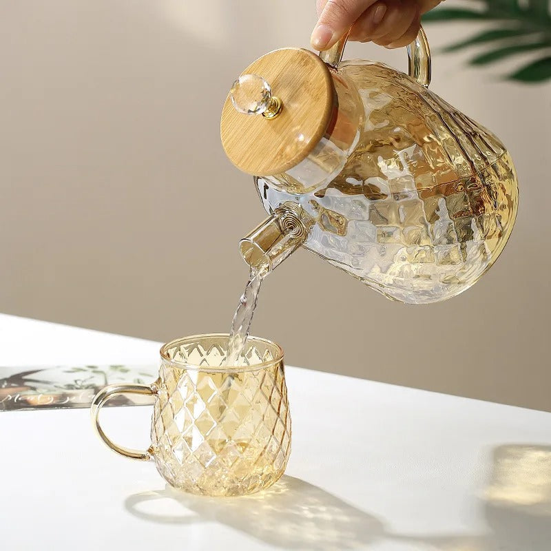 Maliben | Classic Crystal Teapot | Glass & Wood