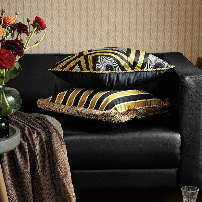 Maliben | Luxury Gold Pillow Case With Bee Print For Elegant Interiors