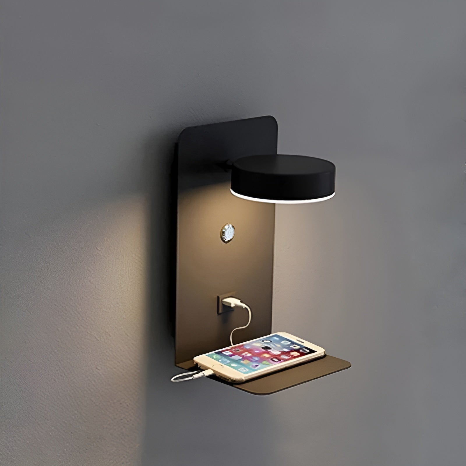 Maliben | Chargebright Luxe Led Wall Lamp With Usb Charging Port - Modern Black-White Design
