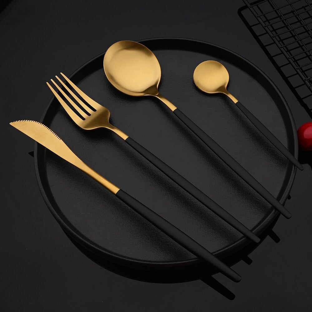 MAliben | Royalglimmer Gold Cutlery Set - Gold Cutlery Set For a Luxurious Table Decoration