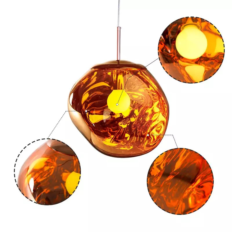 Maliben | Artistic Hanging Lamp Of Melted Glass Modern And Elegant Lighting For Interior