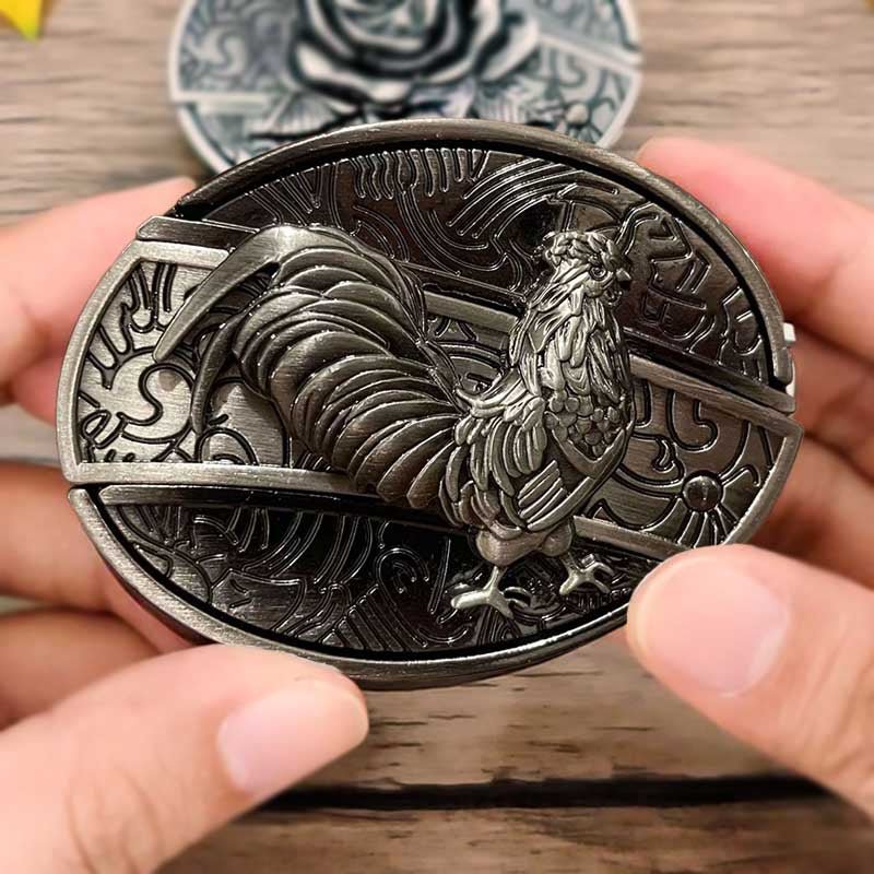 Maliben Cowboy Belt Buckle — Oval Metal with Hidden EDC Tool