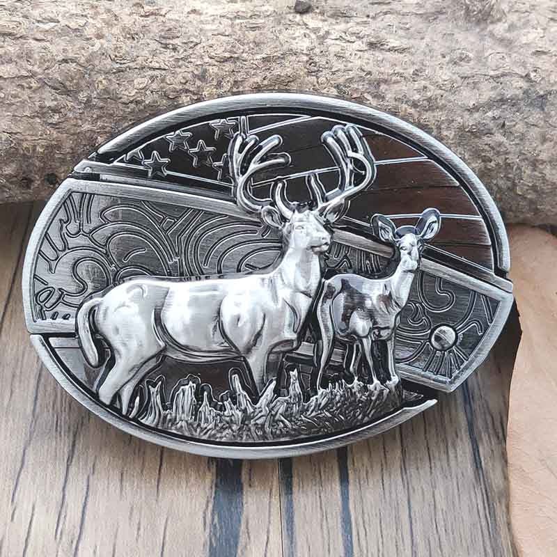 Maliben Cowboy Belt Buckle — Oval Metal with Hidden EDC Tool