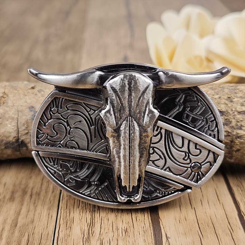 Maliben Cowboy Belt Buckle — Oval Metal with Hidden EDC Tool